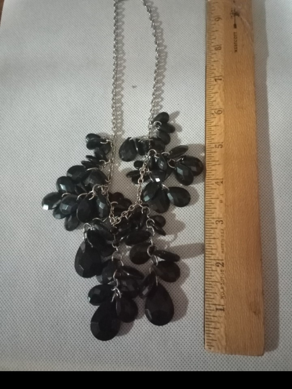 Black Teardrop Cluster Necklace - Women's Fashion Jewelry